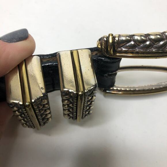 Brighton Leather Croc Embossed Western Embellished Black Silver Belt Medium main image 6